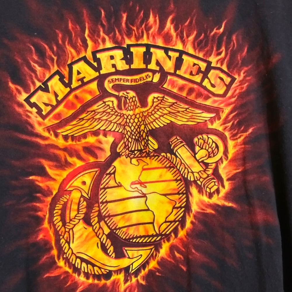 Marines Vietnam Veterans Flaming Logo T-Shirt Men's Size Large